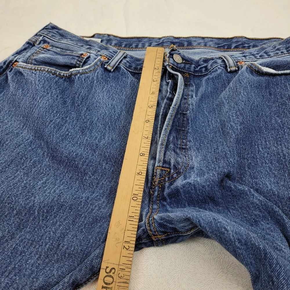 Levis Men's Original Button Fly Front 501 Vintage Blue Jeans 100% Cotton 40 X 30 - Picture 8 of 10